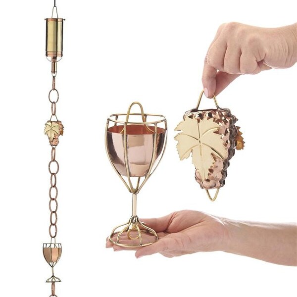 Connoisseur Wine bottle Rain Chain Grapes and Glass Downspouts Glass